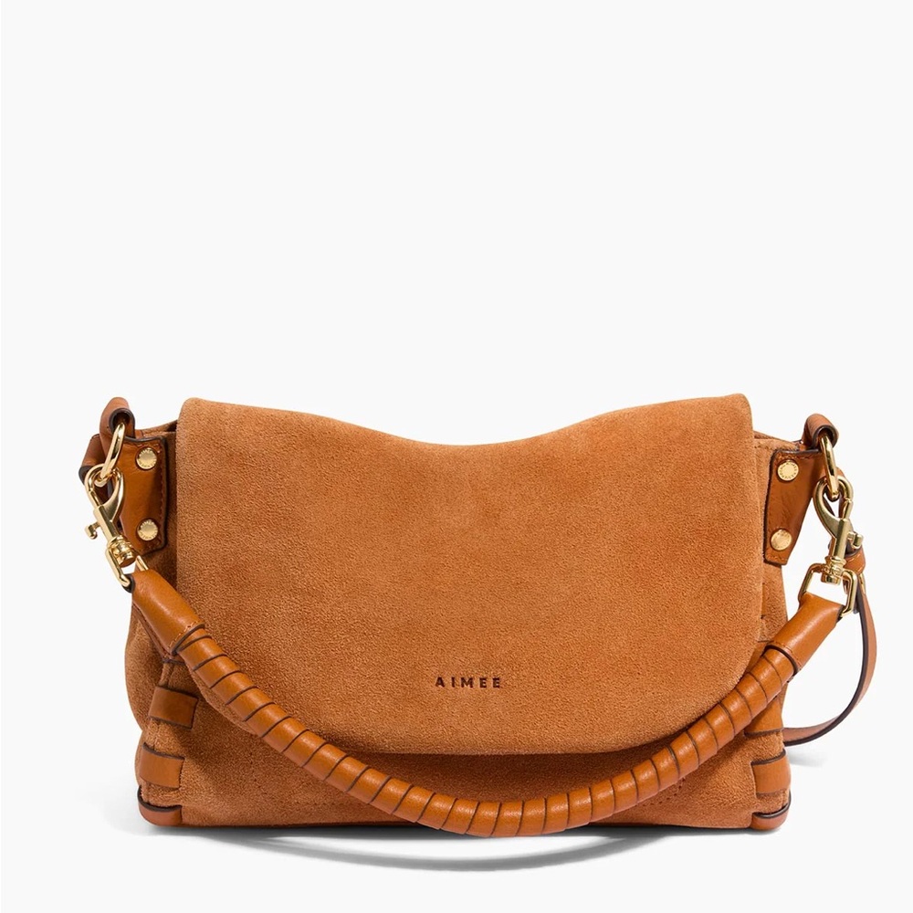 Aimee Kestenberg Leather Caramel Suede Convertible Crossbody Bag | Shoulder Bag - Picture 1 of 7